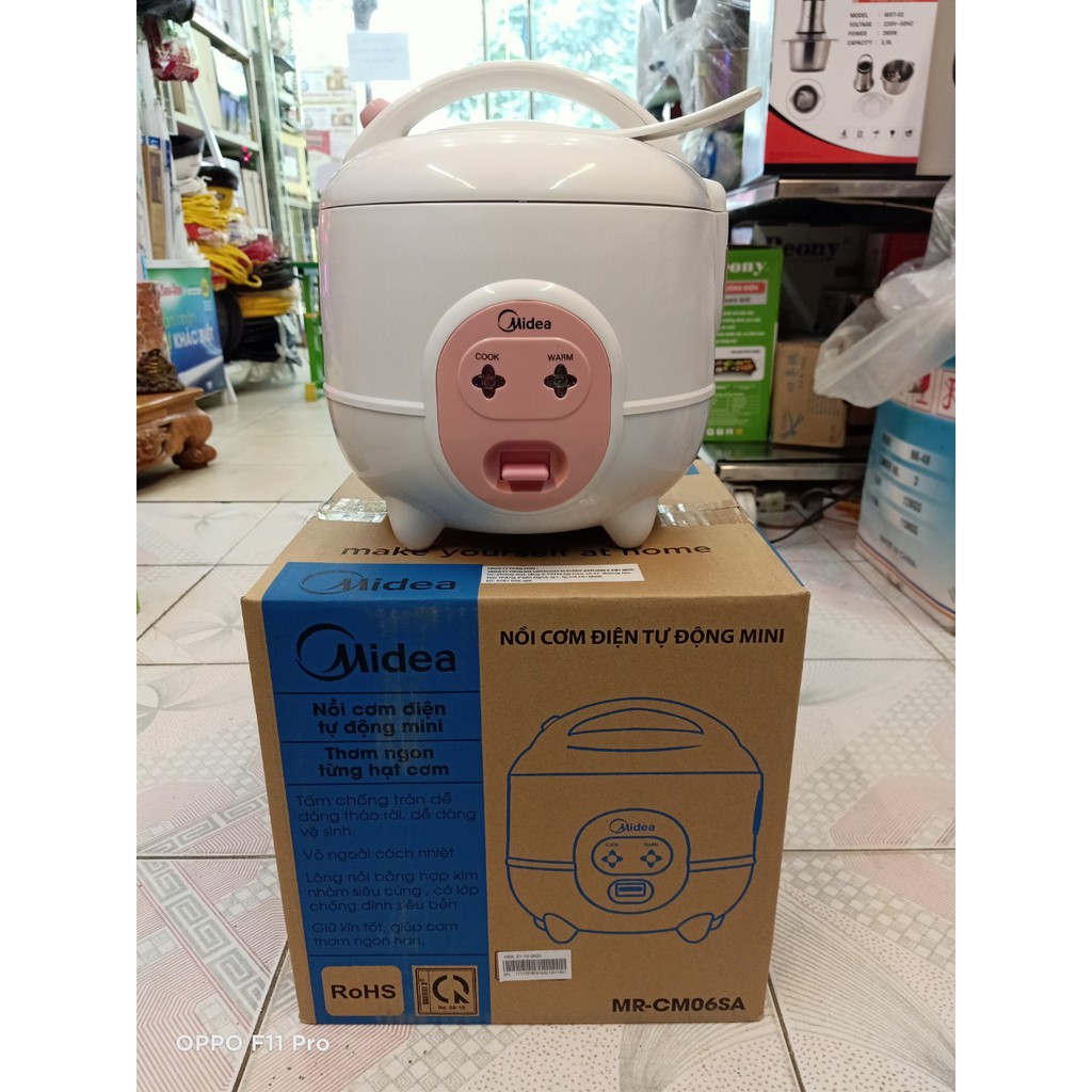 Nồi Cơm Điện Midea MR-CM06SA 0.6L, Màu Trắng Hồng, Dung Tích Nhỏ Tiện Lợi