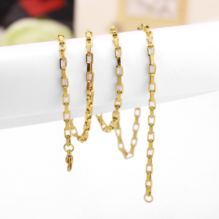 Dây chuyền inox kiểu hình vuông 3 ly khóa vip màu vàng siêu đẹp, bền màu, phù hợp cho cả nam và nữ