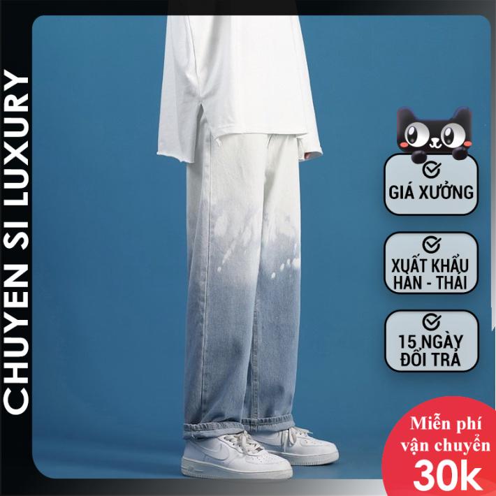 Quần bò ống rộng nam nữ unisex wash màu xanh và xám đẹp mới hà nội hcm 7029 chuyensiluxury