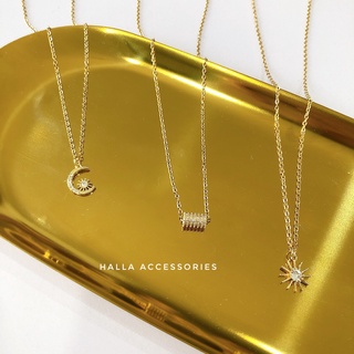 Dây chuyền Vòng cổ Chocker TITAN màu Gold Sun & Moon (không đen gỉ) HALLA [Nhiều mẫu]