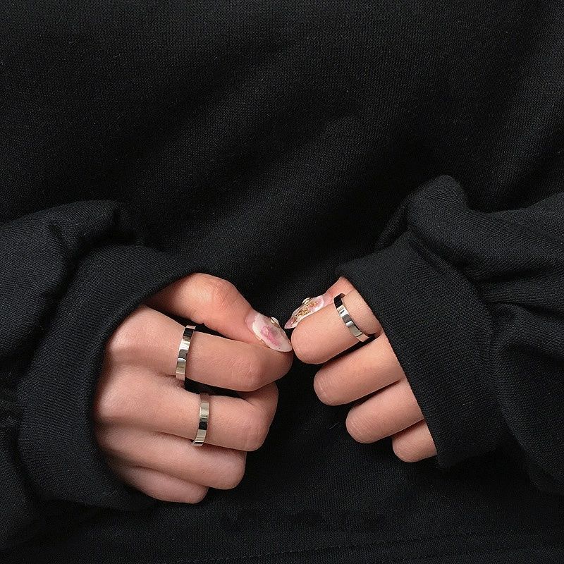 Nhẫn thép titan phong cách Âu Mỹ cổ điển kiểu dáng thời trang cho cặp đôi