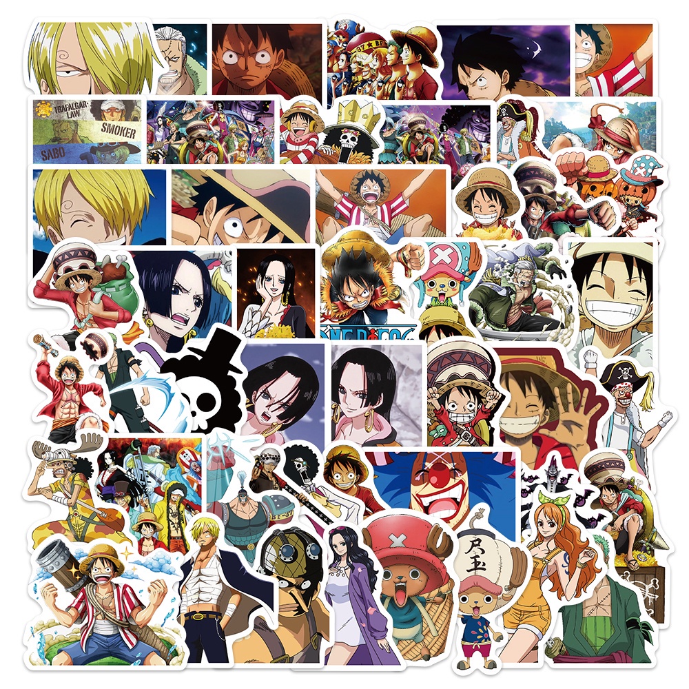 Set 10/25/50 miếng dán hình anime One Piece chống thấm nước trang trí cho laptop/điện thoại/cốc/xe hơi/Graffiti/đồ chơi