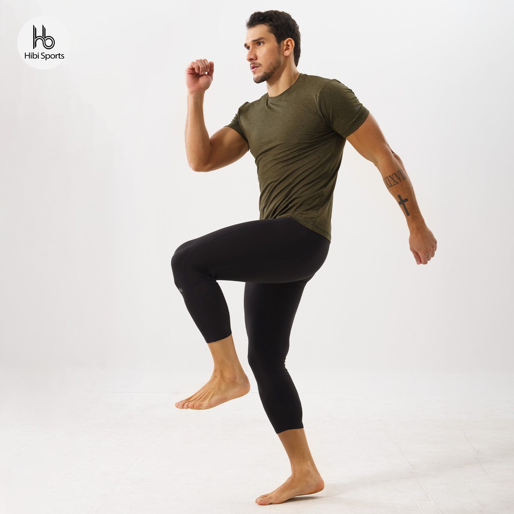 Quần leggings tập gym cho nam Hibi Sports M104 - Loại lửng 3/4 không túi