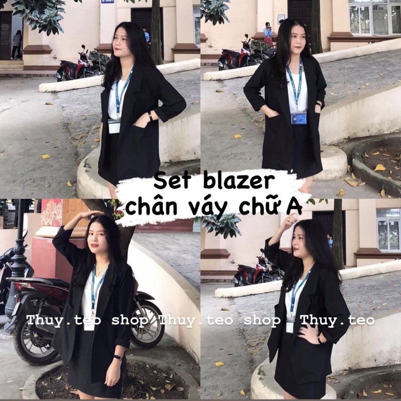 [ CLIP ] 🌼 SET BLAZER CHÂN VÁY CHỮ A HÀN QUỐC