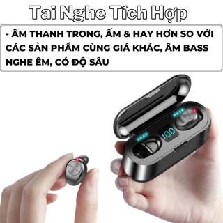 Tai Nghe Bluetooth Cảm Ứng Cao Cấp Tích Hợp Sạc Dự Phòng 2500mAh + Giá Đỡ Điện Thoại, Bass Cực Hay Và Kháng Nước Tốt F9
