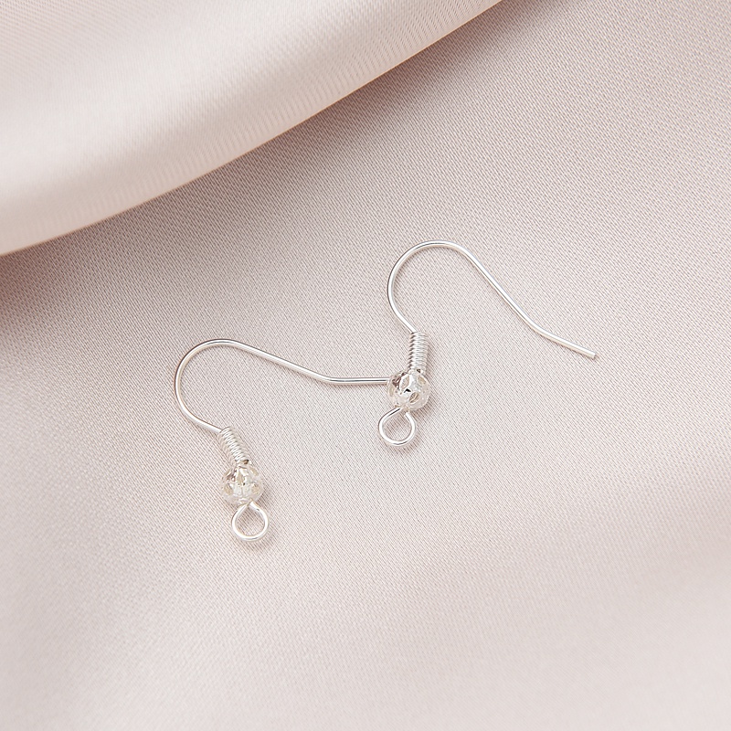 Một Cặp Bông Tai Móc Xỏ Hạt Bằng Đồng Mạ Bạc Dày Dặn Màu Sắc Cơ Bản Thủ Công diy