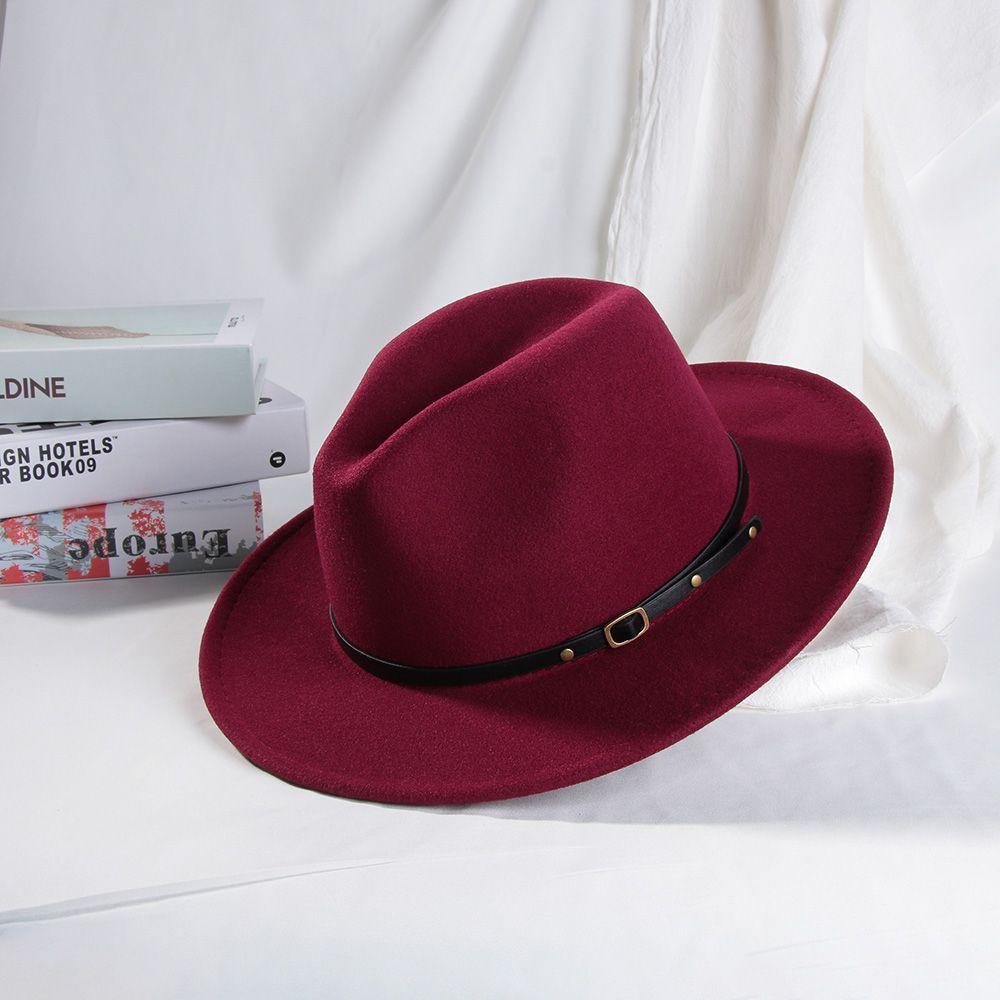 Mũ Fedora Vải Nỉ Cổ Điển Có Khóa Thắt Lưng Phong Cách Panama Jazz Thu Đông