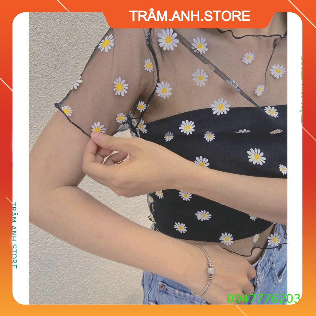 SET 2 MÓN CROPTOP HOA CÚC LƯỚI ❤️ SET ÁO TUBE QUÂY MIX ÁO REN LƯỚI CHIFON HOA CÚC ĐEN TRẮNG 👗 👑