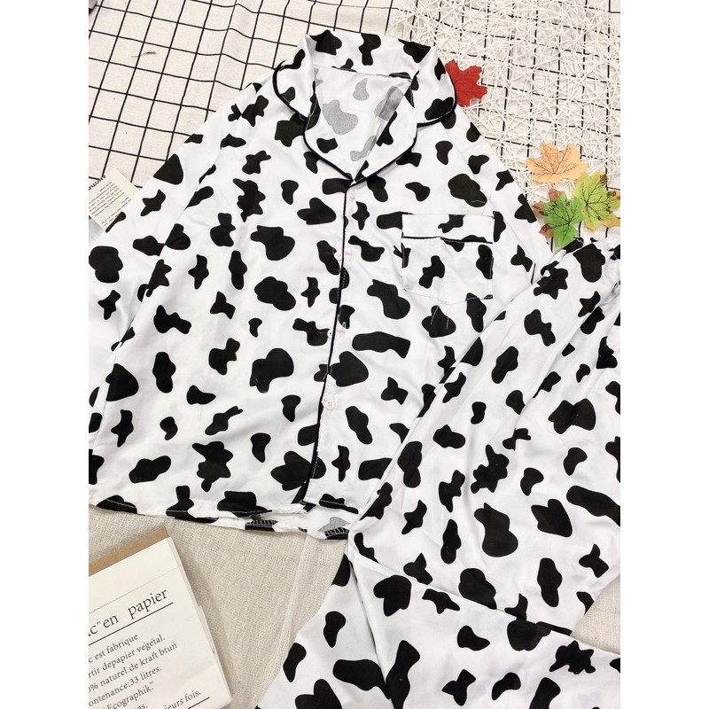 Bộ Pijama Bò Sữa-  Bộ Ngủ Dáng Dài -Bộ Pijama Bò Sữa Dài Tay Ulzzang Hot 2021- Bộ Pizama Mặc Nhà (kèm video + ảnh thật) | BigBuy360 - bigbuy360.vn