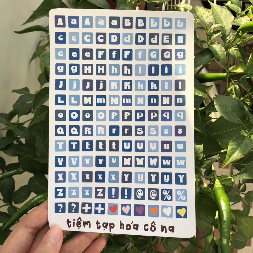 Bộ sticker/decal dán Bảng Chữ Cái ABC vuông/ các ngày trong tuần-trang trí sổ,bullet journal/dán thiệp -tiemtaphoacona