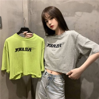Áo thun Croptop bigsize nữ form rộng tay lỡ cổ tròn dễ thương
