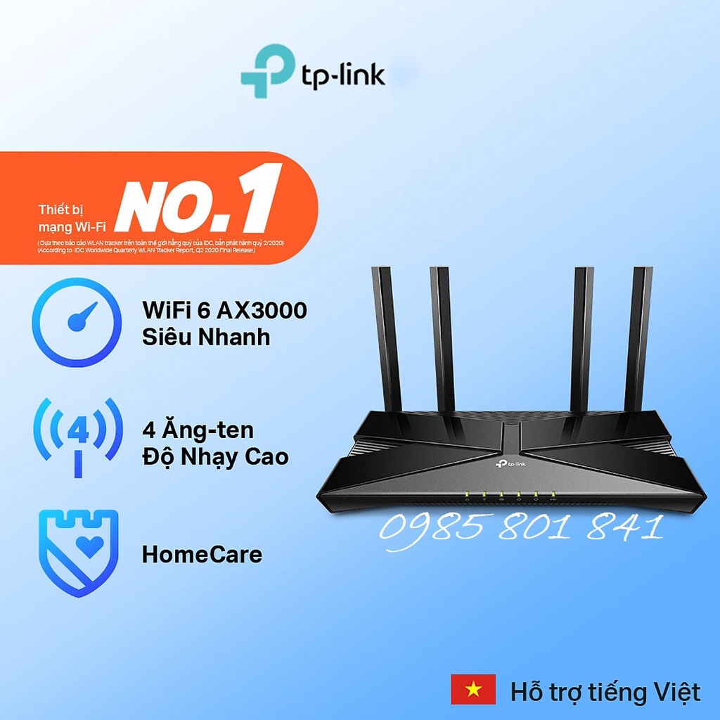 Bộ Phát Wifi TP-Link Archer AX50 Wifi 6 Gigabit Băng Tần Kép AX3000. Hàng chính hãng