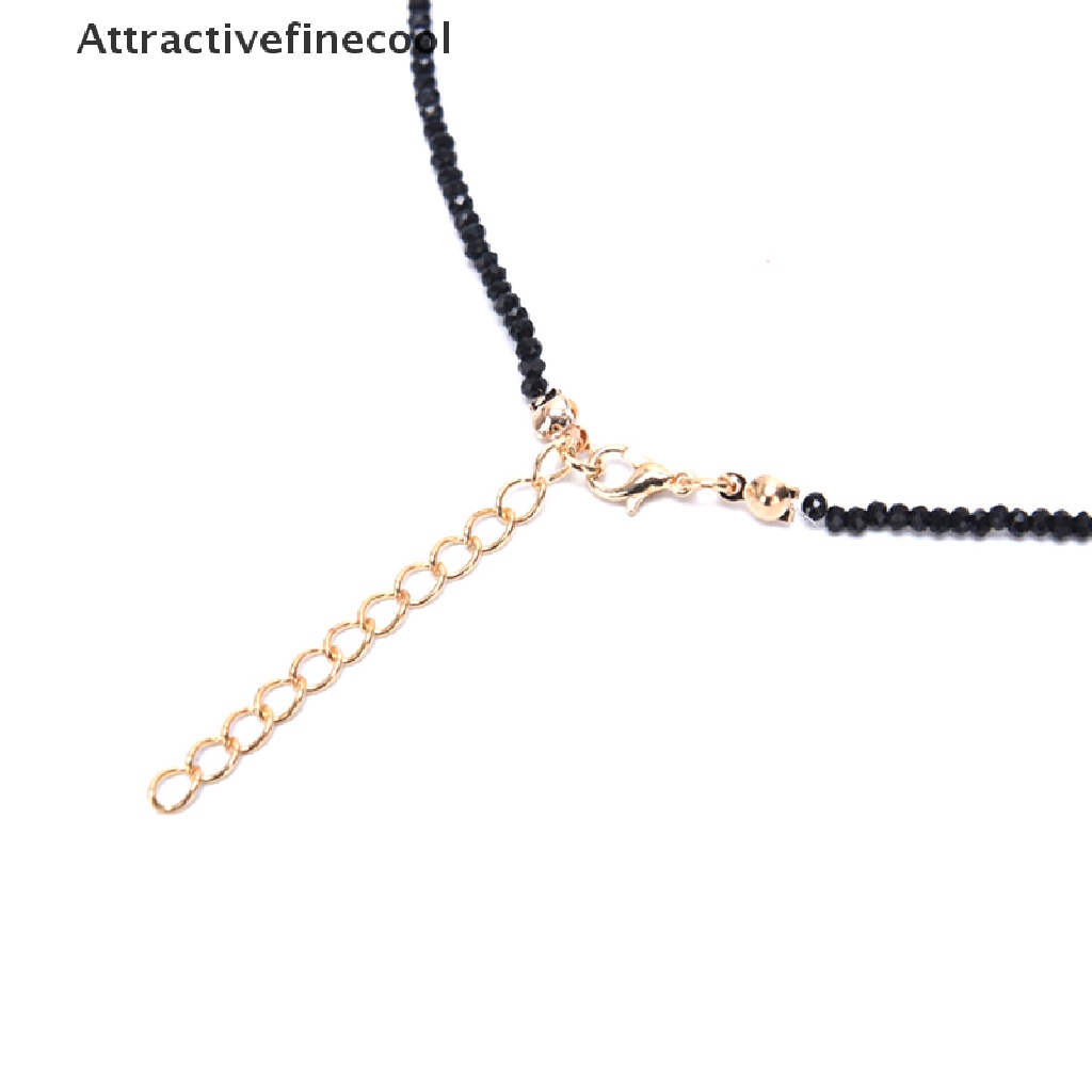 Vòng cổ choker phối đá pha lê đen cho nữ