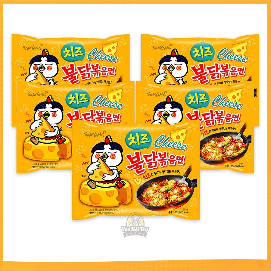 Lốc Mì Khô Gà Cay Samyang Vị Phô Mai (140g/gói x 5 Gói)