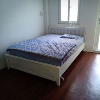 Giường gỗ thông nhập khẩu 1,6x2m màu trắng hiện đại