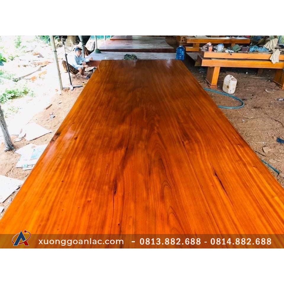 Phản gỗ 1 tấm gỗ gõ đỏ nguyên khối 400x210x30cm