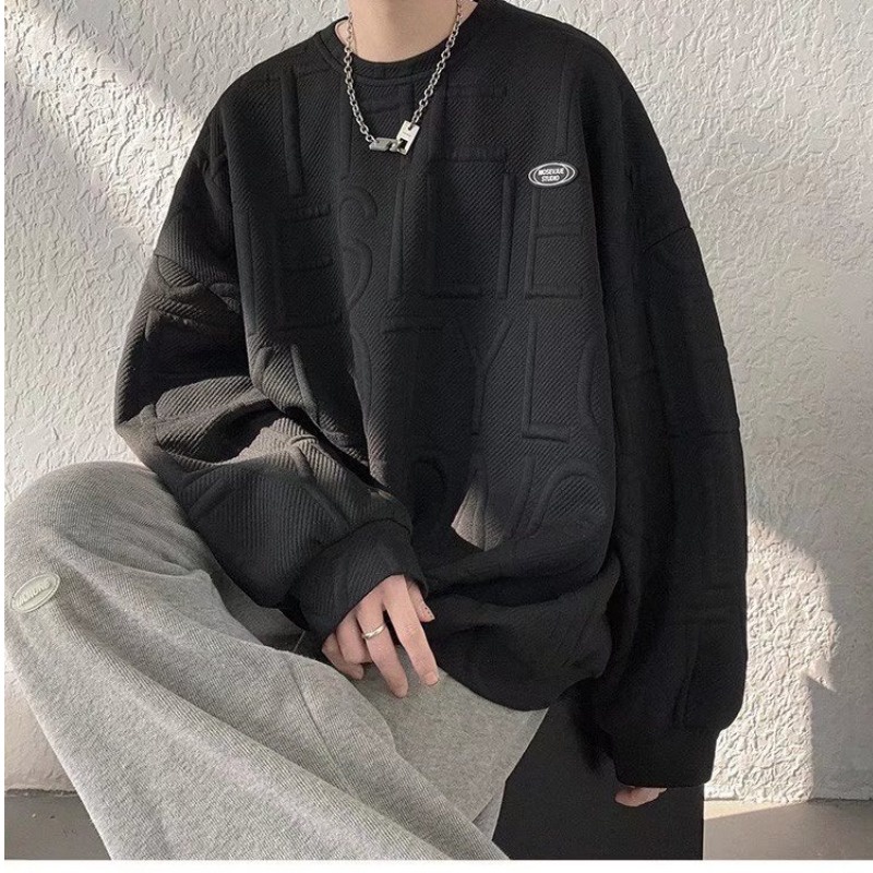 ✦AFFLIGA✦ Áo Sweater Cổ Tròn Không Mũ Trùm Kiểu Hàn Quốc Thời Trang Xuân Thu 3 Màu Tùy Chọn