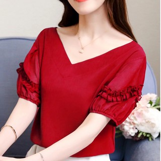 Tk419-áo cổ tim tay ngắn bèo s-6xl