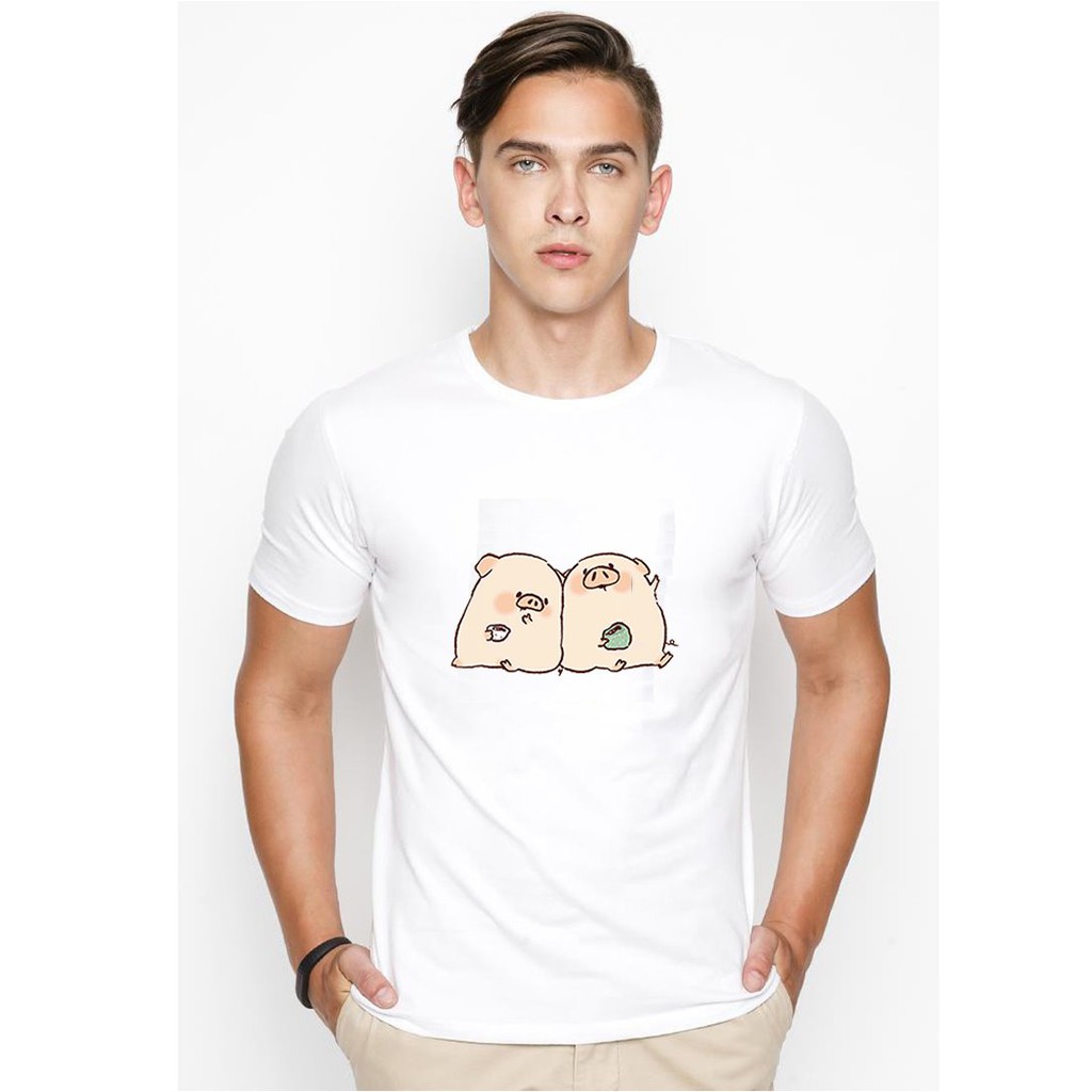 Áo thun nam in hình gia đình heo đáng yêu vải dày mịn TEE19S62