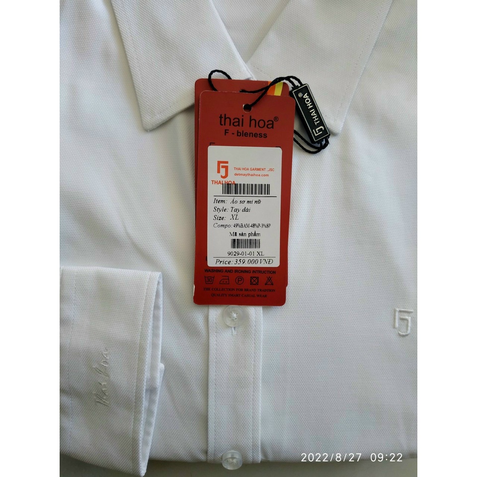 Mẫu mới 2023 Áo Thái Hòa màu trắng trơn vải sợi tre co giãn nhiêu 9029-01 3120-01
