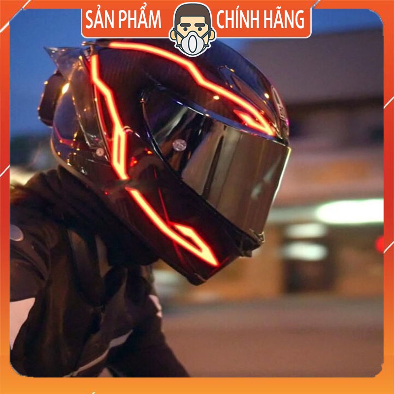 Sticker dán mũ bảo hiểm xe máy phát sáng ban đêm tích hợp đèn LED nhiều màu tuỳ chọn