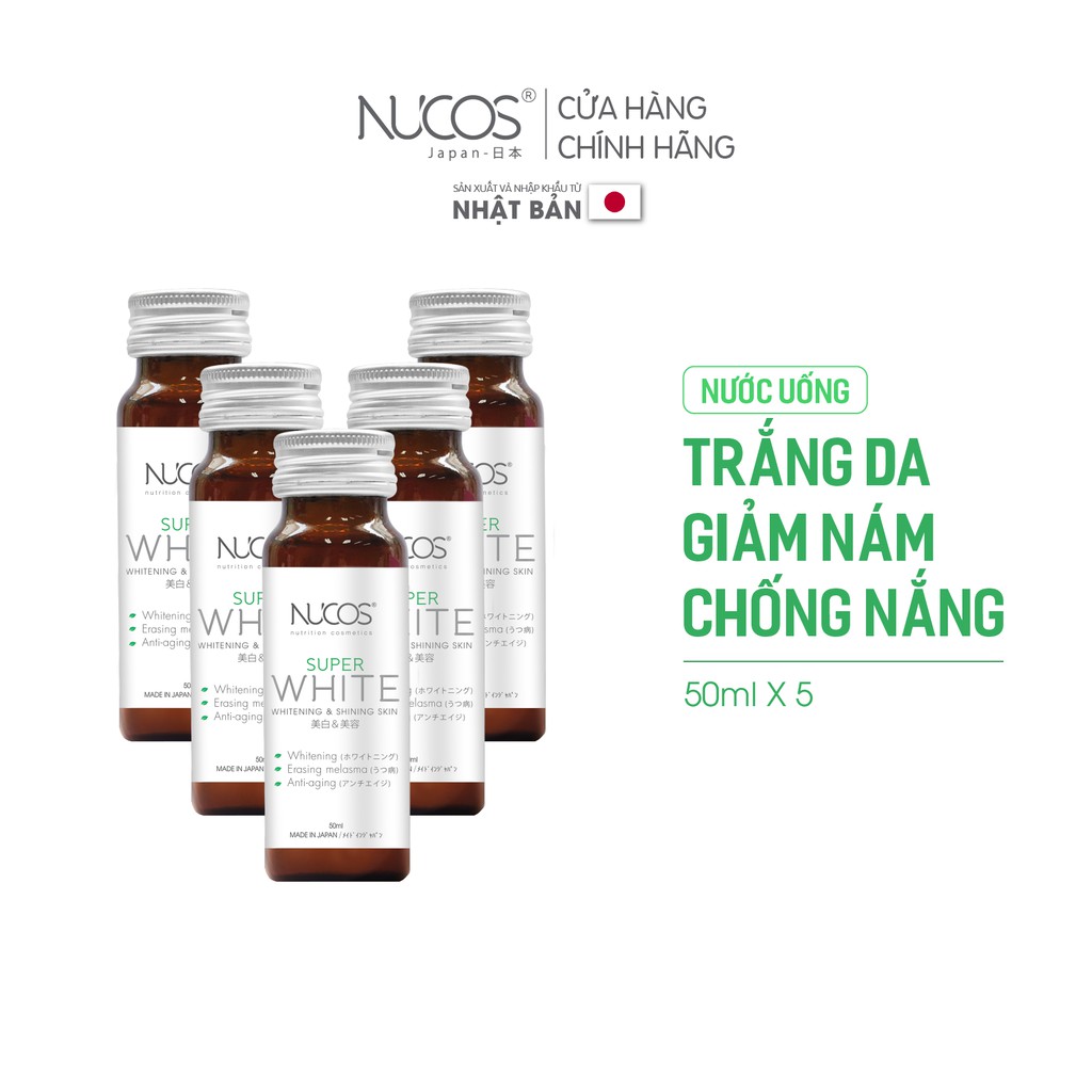 Nước uống trắng da giảm nám chống nắng Nucos Super White 50mlx5chai