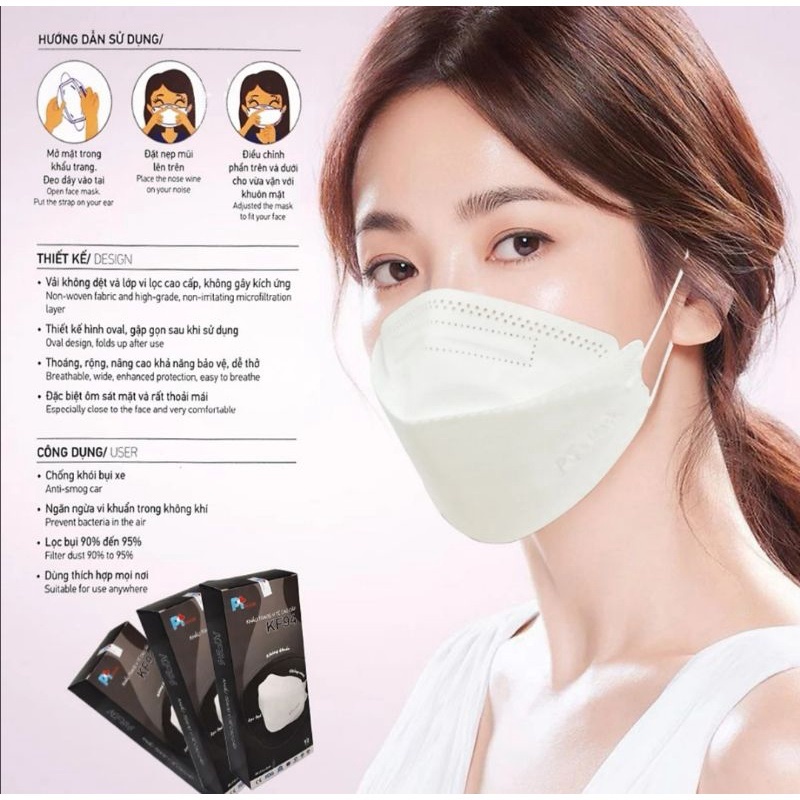 [Hộp 10] Khẩu Trang 4 Lớp KF94 PT MASK Chống Bụi Mịn Và Kháng Khuẩn Chính Hãng Phương Tuyến