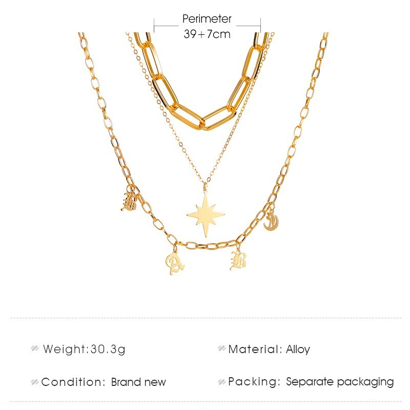 Dây chuyền nhiều lớp mặt dây hình chữ cái thời trang cá tính cho nữ