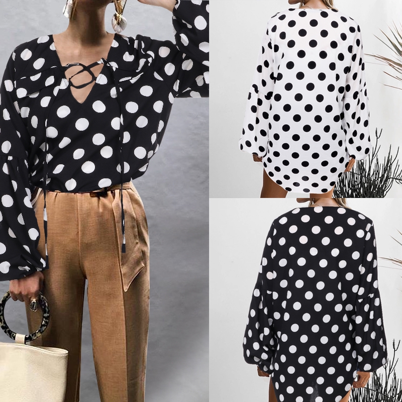 🎀🎀 Women Casual Polka Dot Pattern Lace V-neck Shirt🎀🎀 