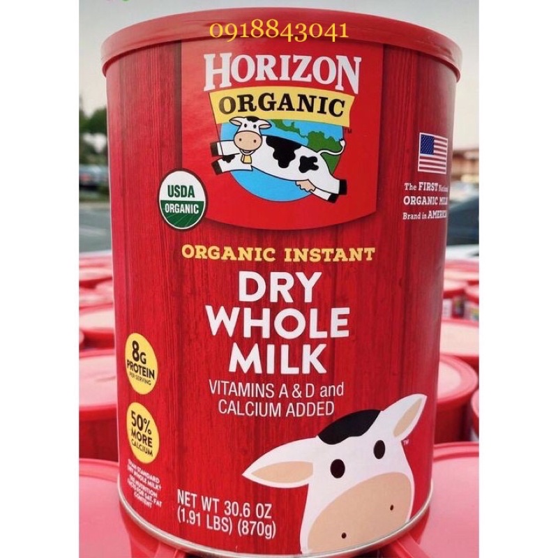 [Date 2023] Sữa Horizon Organic Dry Whole Milk - Sữa tươi dạng bột hữu cơ Organic Horizon 870gr Mỹ