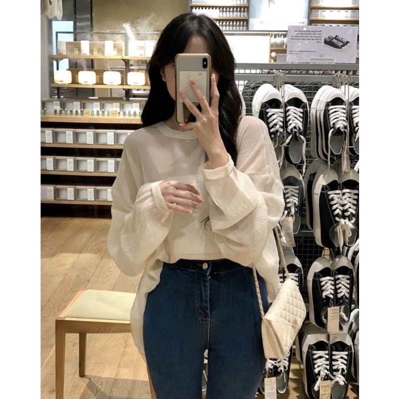 Set áo tơ vân form rộng kèm áo 2 dây SẴN HÀNG