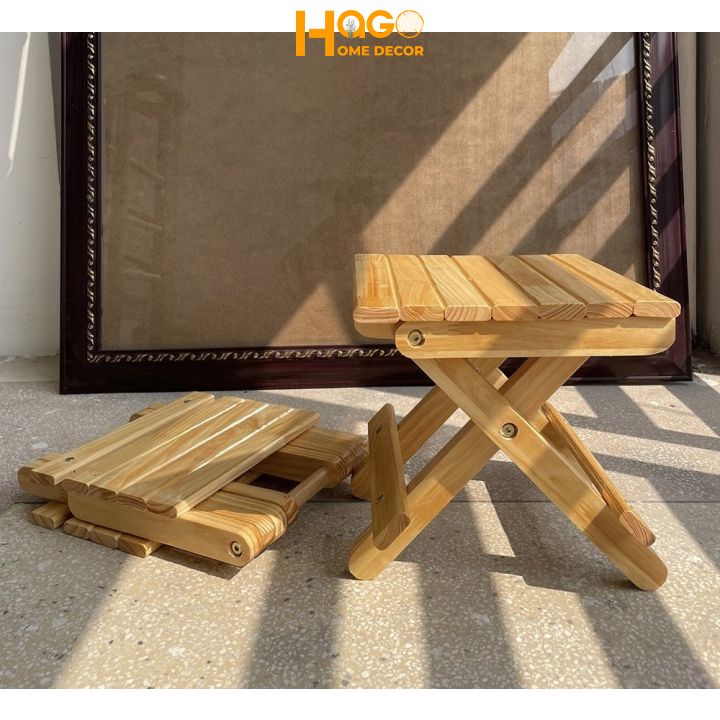 Ghế gỗ mini gấp gọn chất liệu gỗ thông cao cấp sử dụng đi picnic, dã ngoại, du lịch, cafe tiện lợi