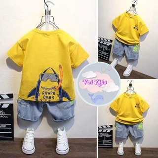 Set đồ bé trai - SET [RAWPO] - Áo chất Cotton phối quần Jean mặc cực mát cho bé từ 9-23kg