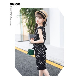 Bộ đồ set cho bé gái chấm bi voan (Xả Kho)