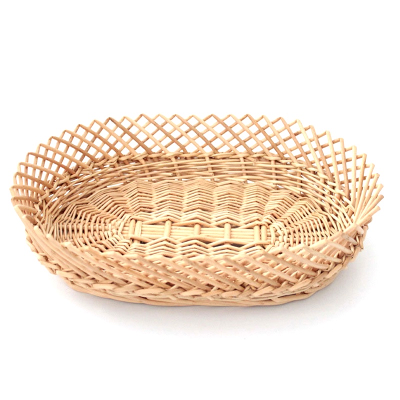 Giỏ Đựng Bánh Mì / Trái Cây Bằng Sợi Liễu Gai Đan Tay Hình Oval Nhỏ Gọn Dành Cho Apple