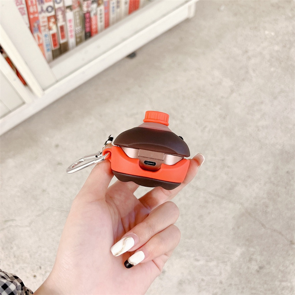 Vỏ bọc silicon bảo vệ hộp sạc tai nghe không dây mềm hình coca cola có móc khóa cho Samsung Galaxy Buds 2/ Live/ Pro