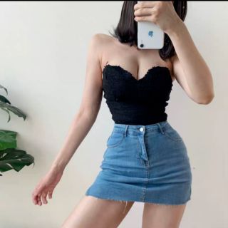 [ẢNH THẬT] Áo croptop quây cổ tim sexy kèm dây quai trong tiện lợi 2 màu đen trắng cho nữ