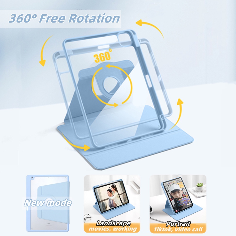 Bao da máy tính bảng NIXXOS 360° acrylic mềm có khe bút thích hợp cho iPad 10.2&quot; 7 8 9 10.9&quot; Air4/5 Pro11&quot; 2020 2021
