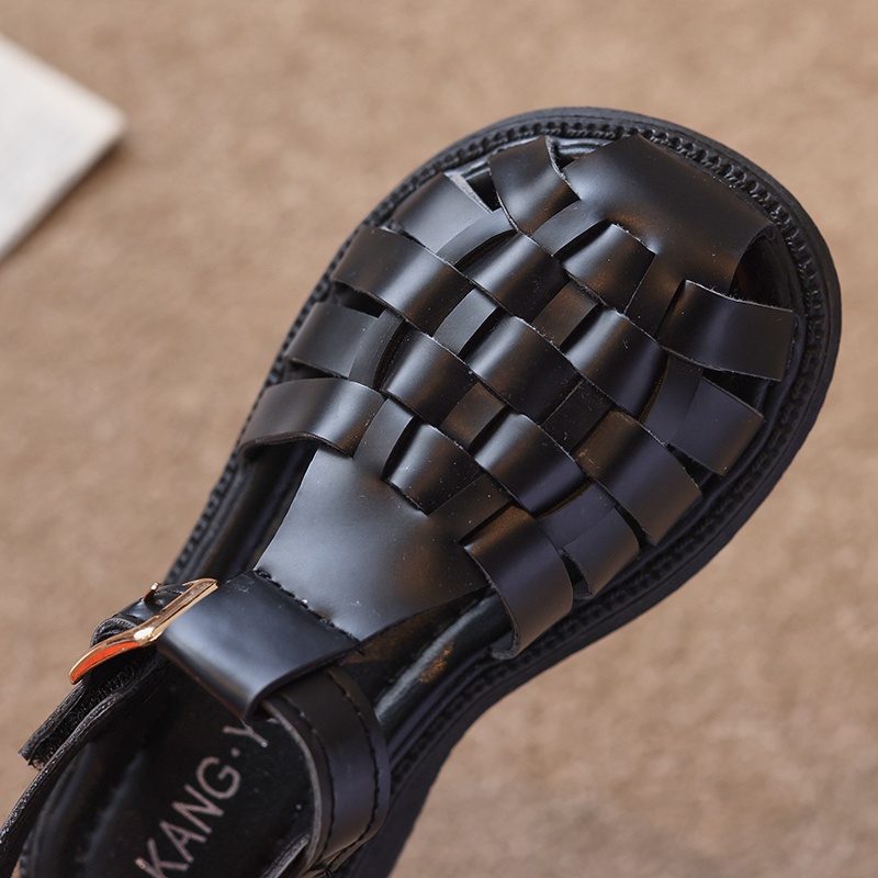 Giày Sandals Da Bện Chống Trượt Chân Thoải Mái Cho Bé Gái Từ 3-16 Tuổi
