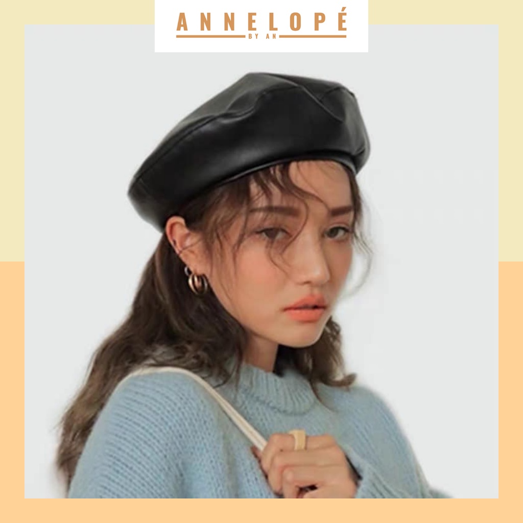 Nón beret da lộn màu trơn cá tính
