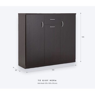 Tủ giày gỗ hera, 120 x 105 x 32