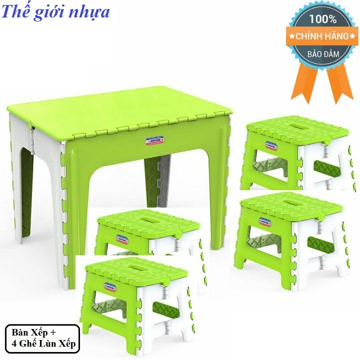 Combo Bàn Xếp Duy Tân 65 x 45 x 50 cm No.947 và Bốn Ghế Lùn Xếp Duy Tân 29.6 x 24 x 21.4 cm No.944 | BigBuy360 - bigbuy360.vn