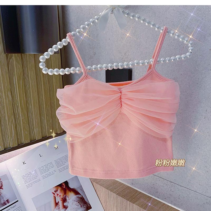 Áo Hai Dây Phối Lưới Màu Sắc Kẹo Ngọt Xinh Xắn Cho Bé Gái