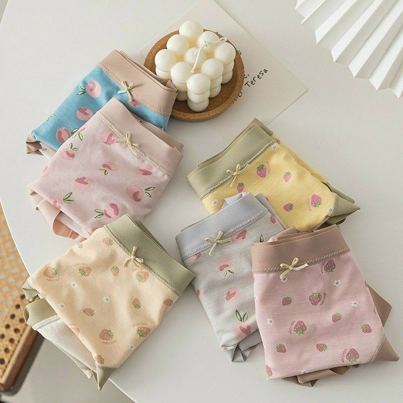 Quần lót su cotton cao cấp hình quả dâu siêu xinh, quần chíp đáy kháng khuẩn cạp cao nâng mông. | BigBuy360 - bigbuy360.vn