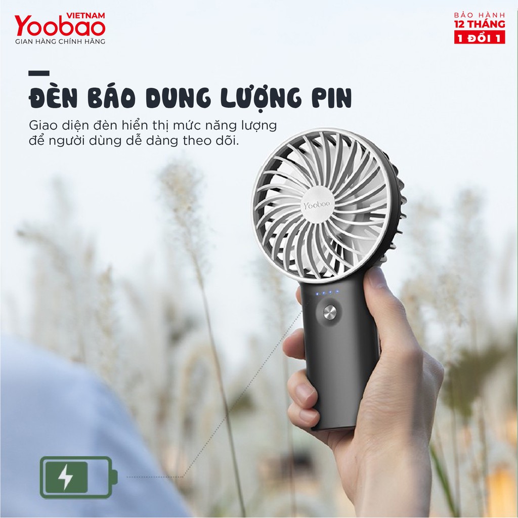 Quạt sạc mini để bàn làm việc YOOBAO F3 Pro 6000/5000mAh Kiêm sạc dự phòng - Hàng chính hãng - Bảo hành 12 tháng 1 đổi 1 | WebRaoVat - webraovat.net.vn