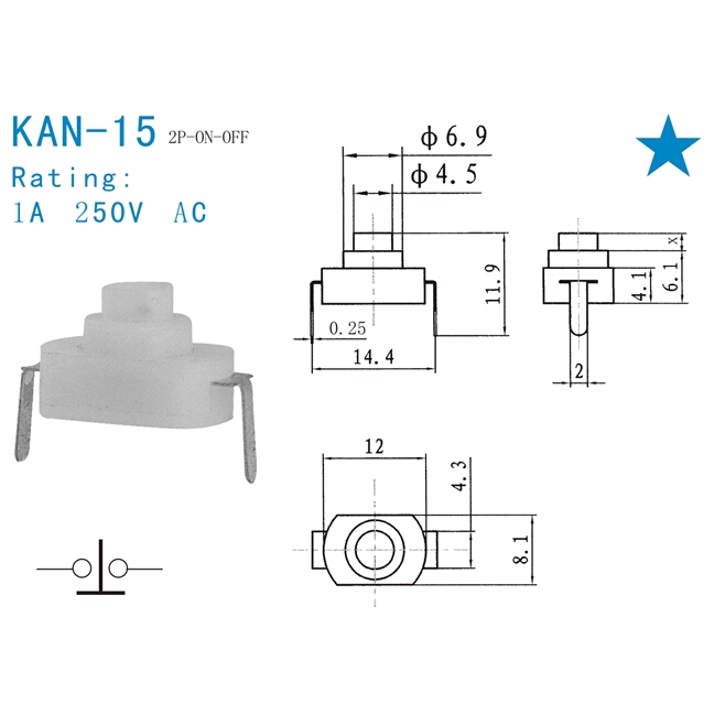 Bộ 10 công tắc đèn pin nhỏ màu trắng chân có thể bẻ cong chuyên dùng 1288bm