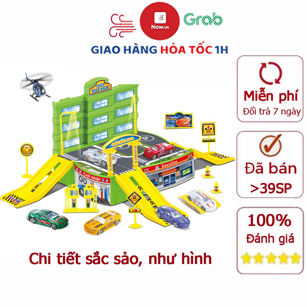 Bộ đồ chơi cho bé bãi đỗ xe ô tô, máy bay kèm chi tiết mô tả đường phố khác