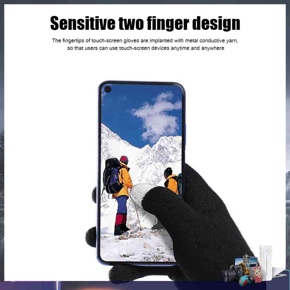 Toàn Bộ Găng Tay Len Hở Ngón Giữ Ấm Dùng Màn Hình Cảm Ứng