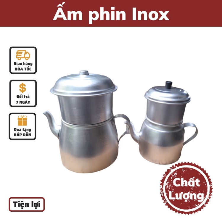 ấm phin pha cà phê nhôm giày lọc ủ cà phê 100-200 gram có ấm và vòi rót tiện lợi cao cấp đảm bảo sử dụng tại nhà