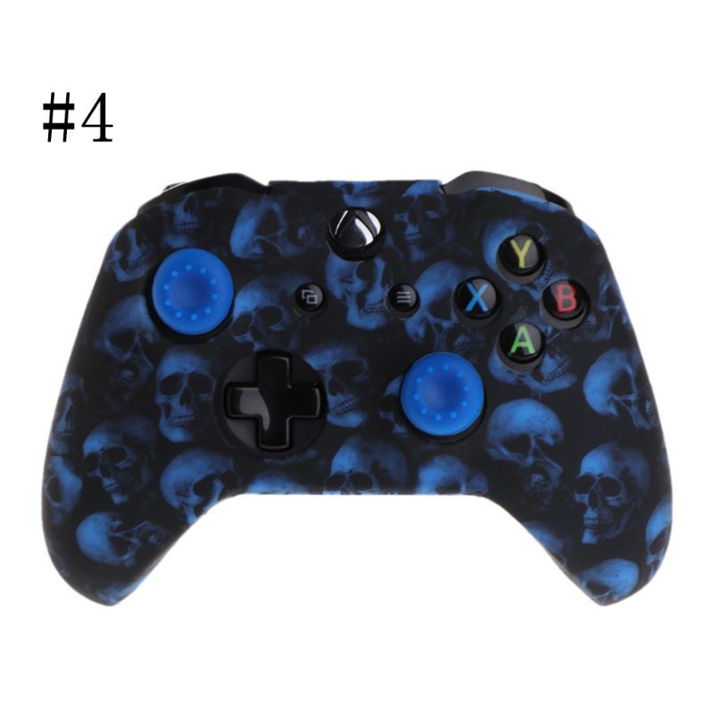 Skull Pattern Silicone Gamepad Cover+2 Joystick Caps For XBox One X S Controller